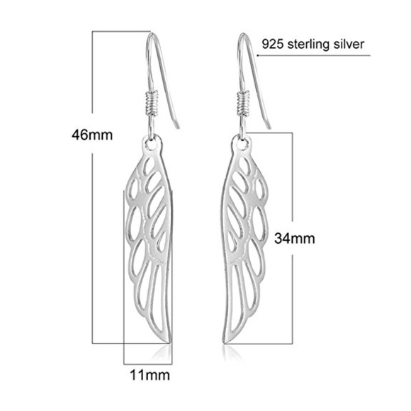 Elegant Angel Wing Drop Earrings - Picture 2 of 5